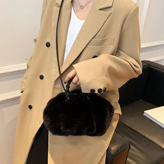 Women's Faux Fur Warm Hand Clutch Crossbody Shoulder Bags