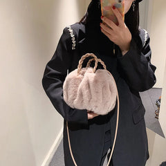 Women's Faux Fur Warm Hand Clutch Crossbody Shoulder Bags