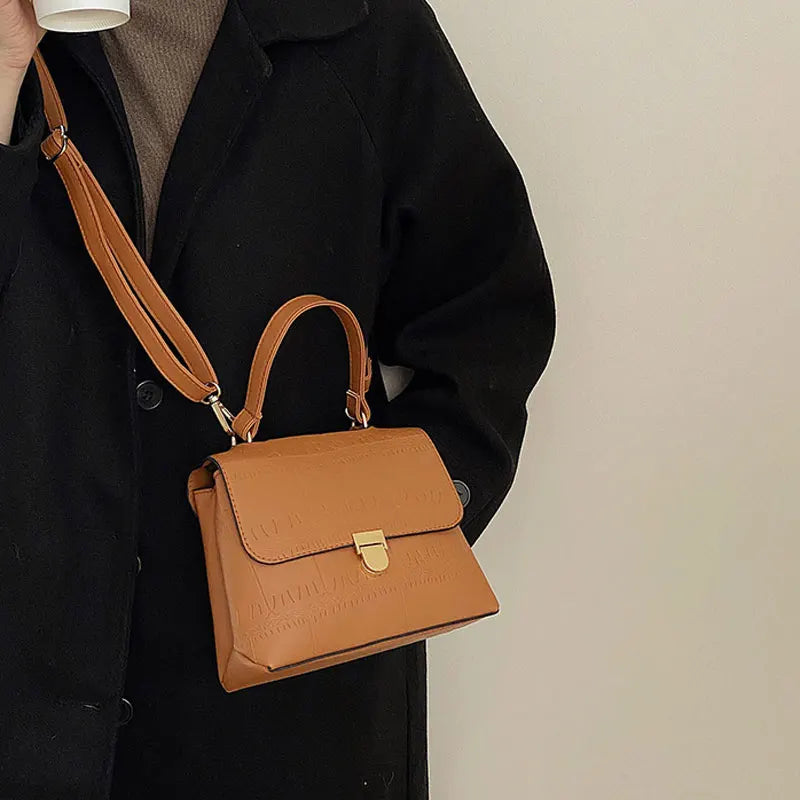 Winter High Handbag Retro Stone Grain Shoulder Bag Large Capacity