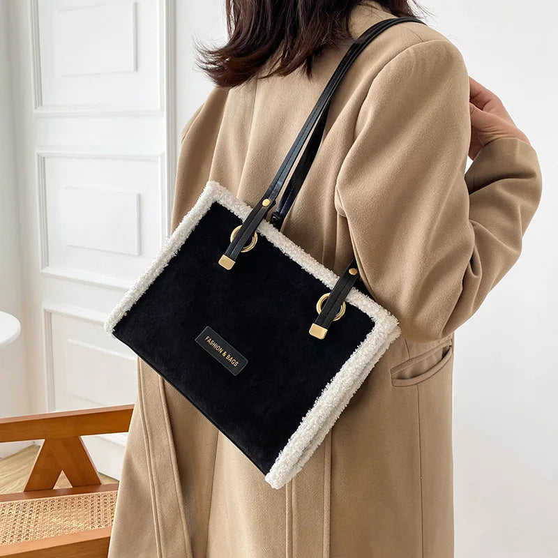 Soft Plush Crossbody Bag for Women Winter Lambswool Handbag