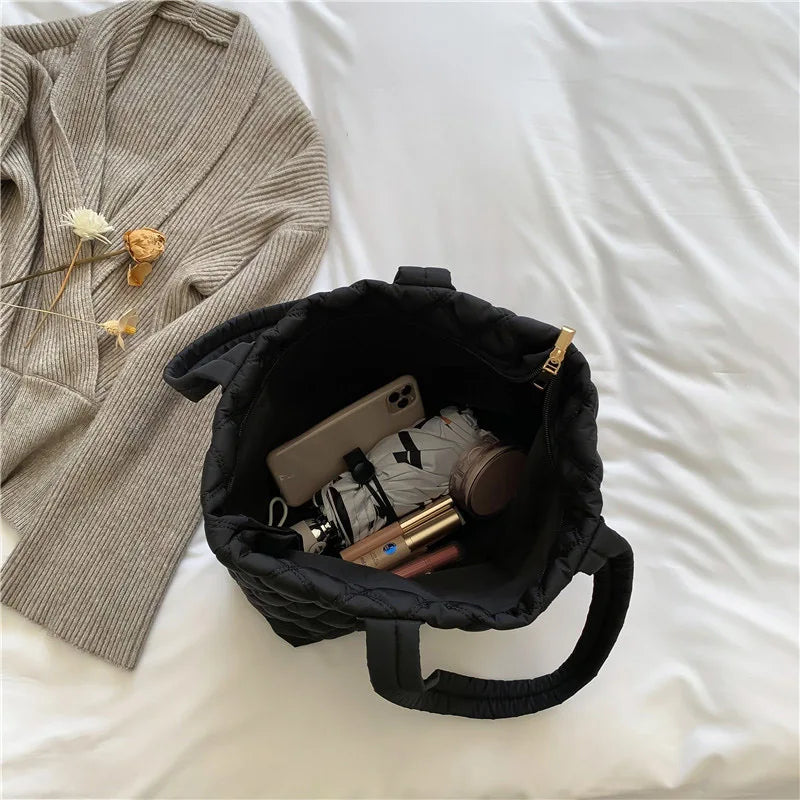 Winter Large Capacity Nylon Shoulder Bag Cotton Tote Bags