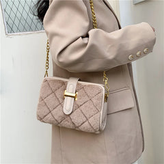 Winter Leather Shoulder Bag Chain Crossbody Handbag Ladies Totes Messenger