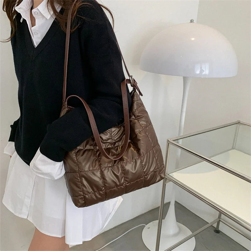 Winter Cotton Women's Shoulder Bag Large Capacity Casual Tote Bags