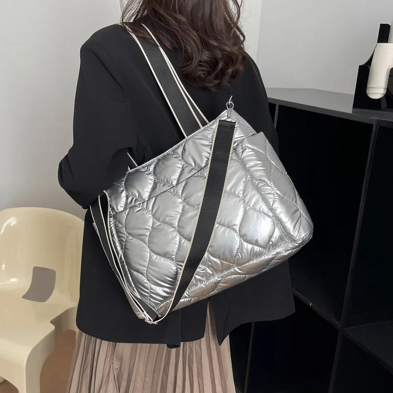 Winter Down Cotton Shoulder Bag Nylon Large Crossbody Bags