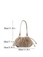 Winter Faux Fur Shoulder Bag Women's Plush Hobos Bag Solid Fluffy Handbag