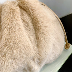 Winter Faux Fur Shoulder Bag Women's Plush Hobos Bag Solid Fluffy Handbag