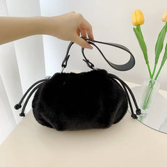 Winter Faux Fur Shoulder Bag Women's Plush Hobos Bag Solid Fluffy Handbag