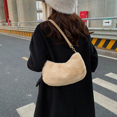 Winter Plush Handbag Women Clutch Purse Large Capacity Shoulder Bag