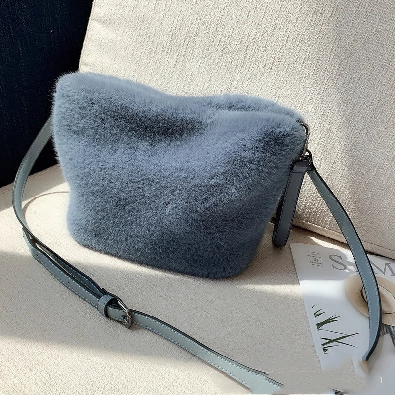 Leopard Print Square Satchel Handbag Faux Fur Bag