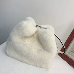 Leopard Print Square Satchel Handbag Faux Fur Bag