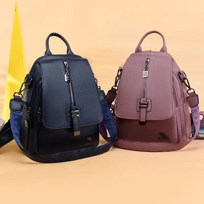 Winter Women Backpack High Leather Women Bag School Bags Retro Elegance
