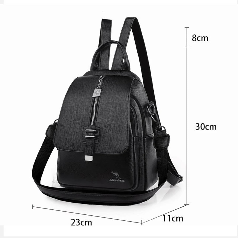 Winter Women Backpack High Leather Women Bag School Bags Retro Elegance