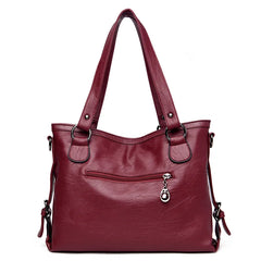 Winter PU Leather Zipper Handbags Large Capacity Shoulder Crossbody Bags