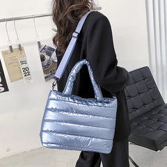 Winter Padded Shoulder Bags For Women Solid Small Top-handle Bag