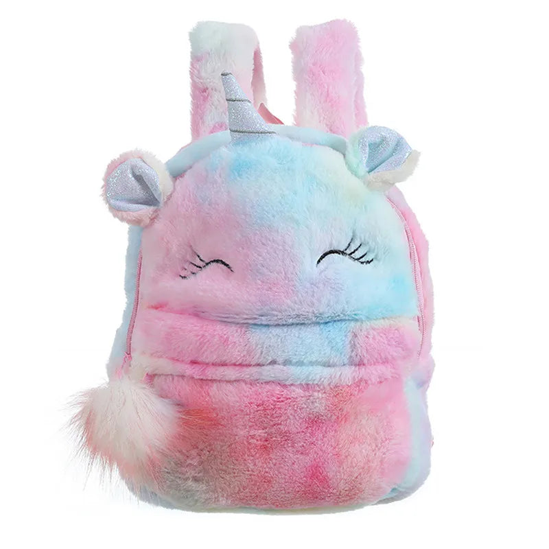 Winter Plush Backpack Children Cartoon School Bag Kindergarten Little Princess G