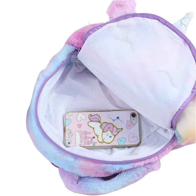 Winter Plush Backpack Children Cartoon School Bag Kindergarten Little Princess G