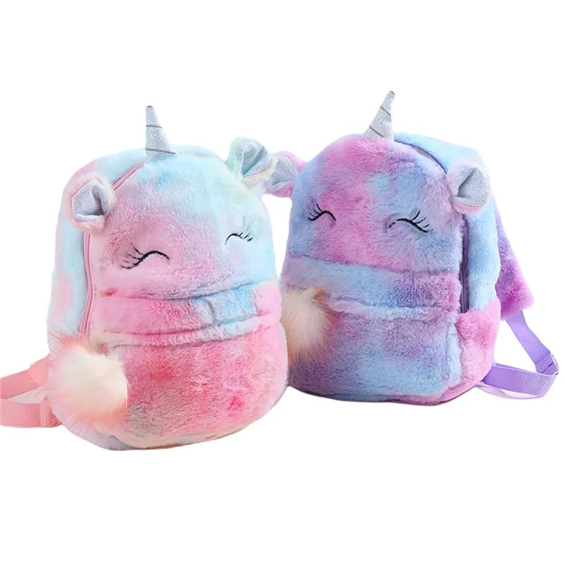 Winter Plush Backpack Children Cartoon School Bag Kindergarten Little Princess G