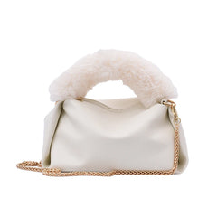 Winter Plush Hand Bag Metal Chain Shoulder Bags for Women
