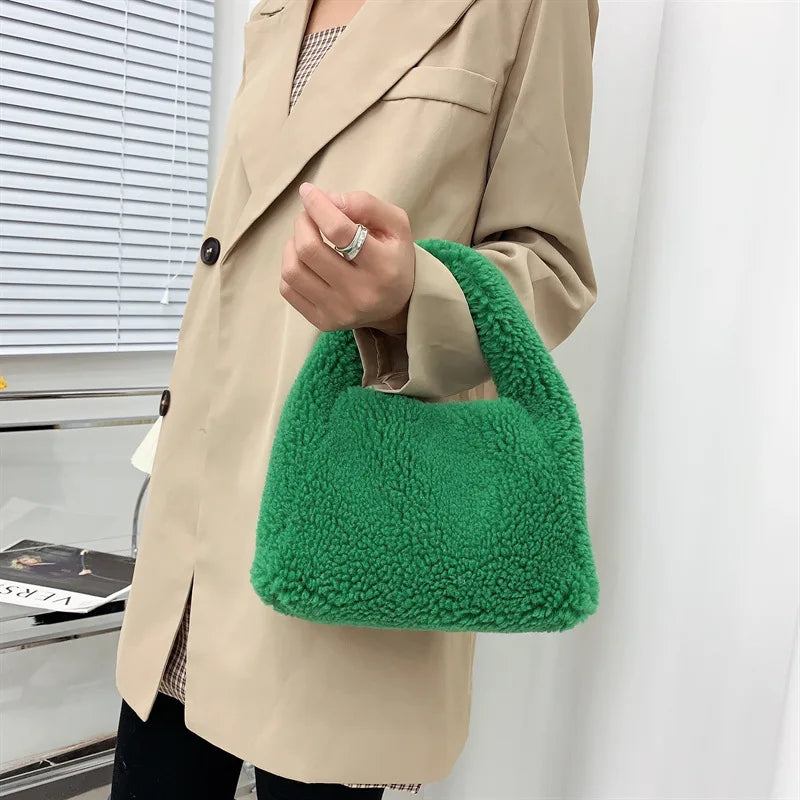 Winter Plush Hand Women's Handbag Faux Fur Crossbody Bag