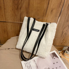 Leopard Print Plush Mini Bag Shoulder Bucket Bags for Women