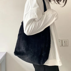 Winter Plush Shoulder Bags Large Capacity Shopping Tote
