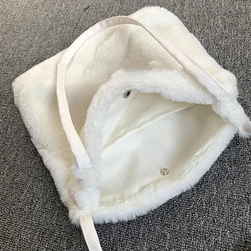 Winter Plush Shoulder Bags Large Capacity Shopping Tote