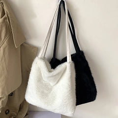 Winter Plush Shoulder Bags Large Capacity Shopping Tote