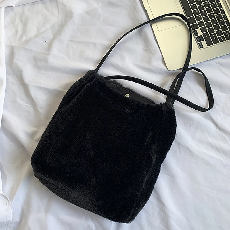 Winter Plush Shoulder Bags Large Capacity Fluffy Tote Handbags