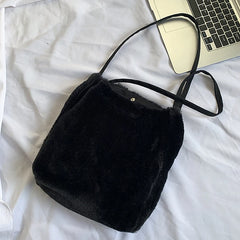 Winter Plush Shoulder Bags Large Capacity Shopping Tote