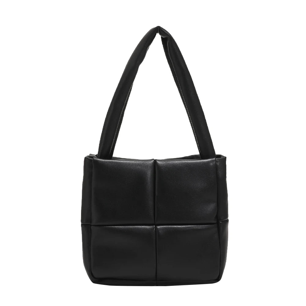 Winter Portable Travel Women PU Leather Plaid Checkered Pattern Handbag