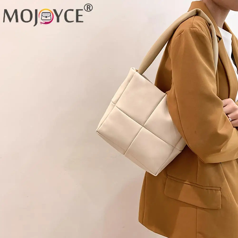 Winter Portable Travel Women PU Leather Plaid Checkered Pattern Handbag
