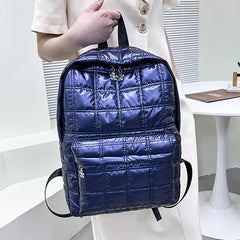 Winter Quilted Plaid Women's Backpack Light Space Down Casual