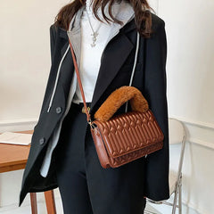 Retro Casual Handbags For Women PU Leather Shoulder Bag Square Plu
