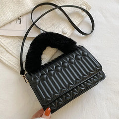 Retro Casual Handbags For Women PU Leather Shoulder Bag Square Plu