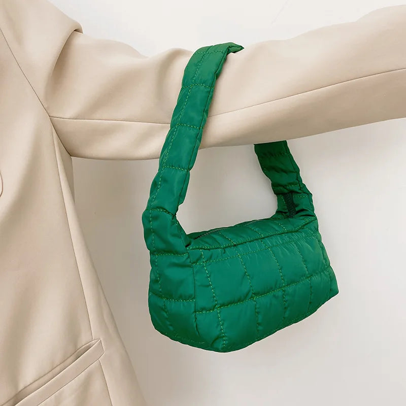 Winter Soft Down Underarm Hobo Bag Quilted Shoulder Bags Women Ladies