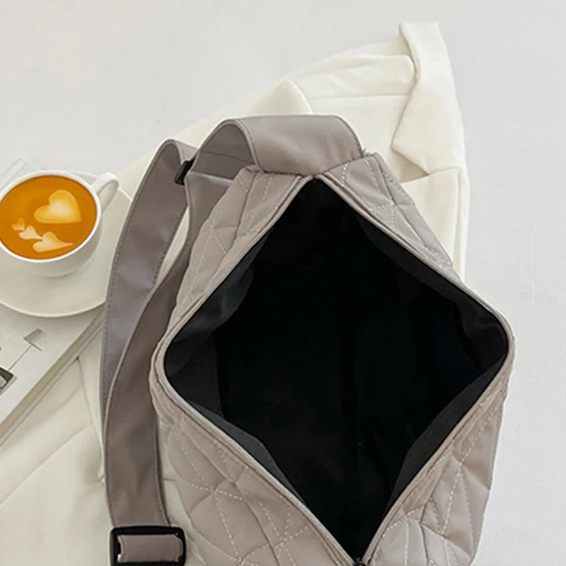 Winter Space Cotton Shoulder Bag For Women High Padded Crossbody Bag