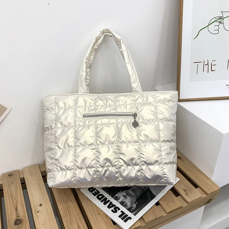 Winter Space Padded Handbag Women Shoulder Shopper Bag