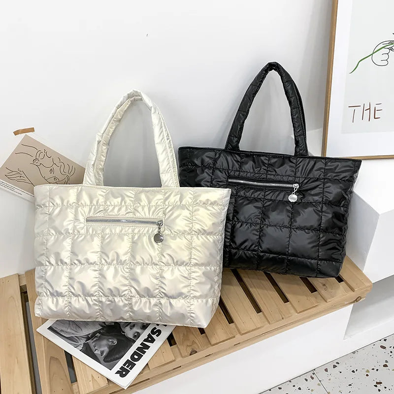 Winter Space Padded Handbag Women Shoulder Shopper Bag