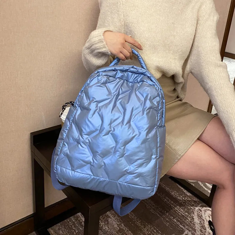 Winter Style Feather Down Padded Backpacks for Women