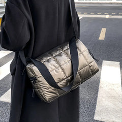 Winter Style Space Cotton Shoulder Bags for Women Big Nylon