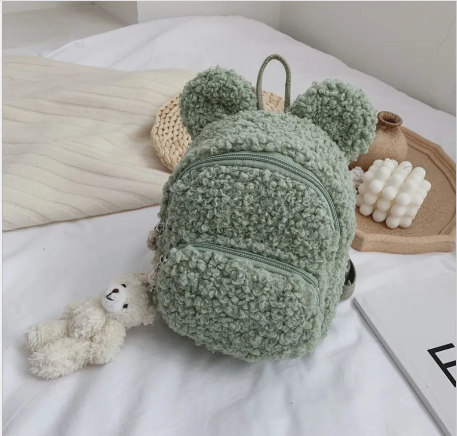 Winter Children's Rabbit Ears Backpack Bear Bag Plush Toys Girls Kindergarten