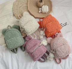 Winter Children's Rabbit Ears Backpack Bear Bag Plush Toys Girls Kindergarten