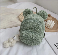Winter Children's Rabbit Ears Backpack Bear Bag Plush Toys Girls Kindergarten