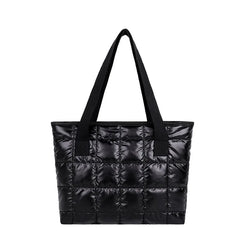 Winter Tote Bag Women Commute Space Padded Down Bag Large Capacity Female Solid