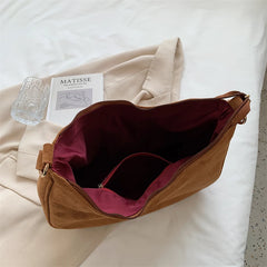 Women's Faux Suede Shoulder Bag Matte Leather Large Handbag