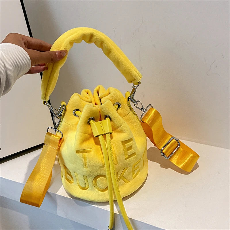Velvet Winter Bucket Bag Crossbody Shoulder Satchel Lady Bag