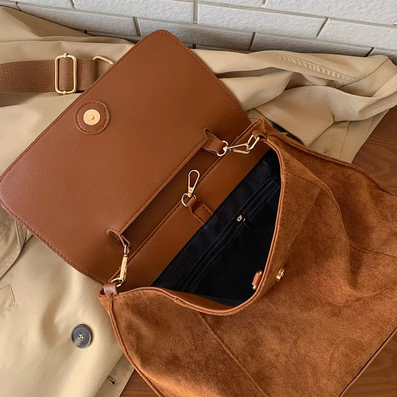 Winter Vintage Casual Women's Shoulder Bag Faux Suede Ladie