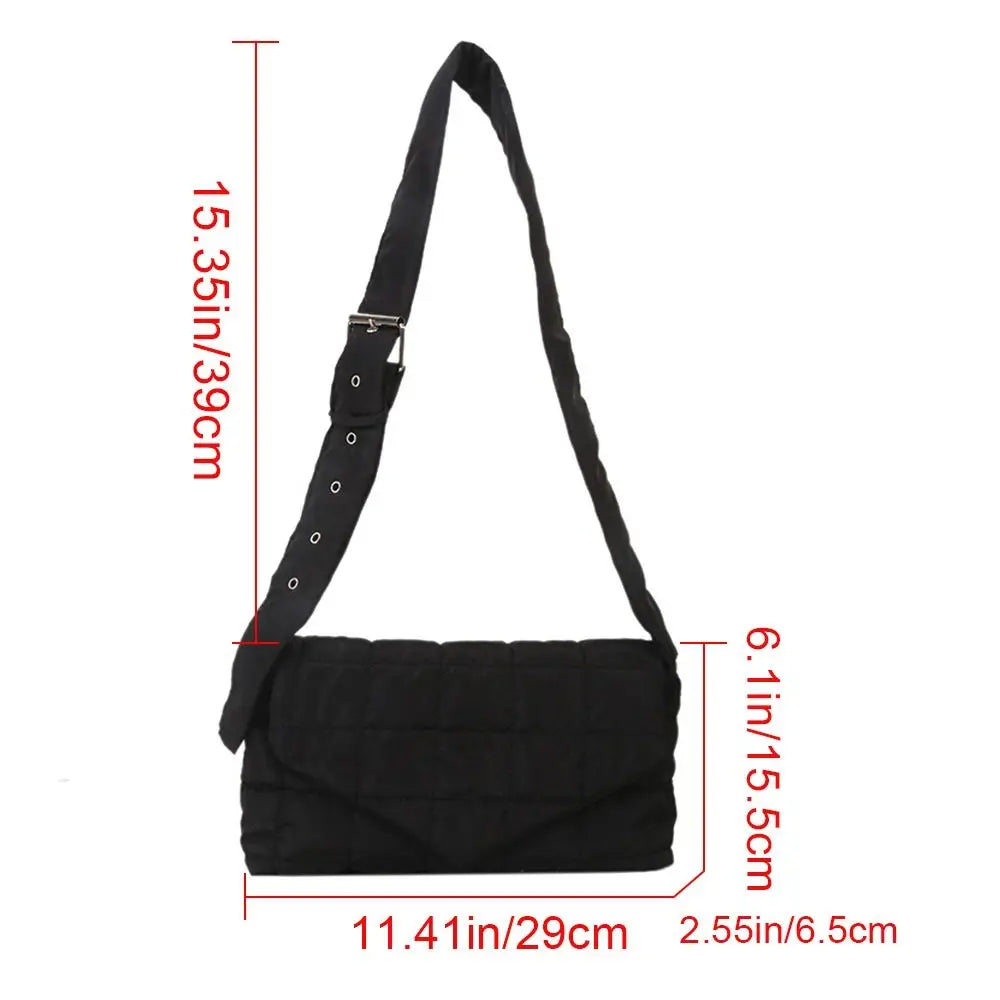 Winter Warm Plaid Shoulder Bags Lightweight Down Cotton Padded Quilted Tote