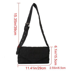 Winter Warm Plaid Shoulder Bags Lightweight Down Cotton Padded Quilted Tote