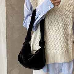 Winter Women Bag Faux Fur Solid Female Shoulder Bags Underarm Ladies